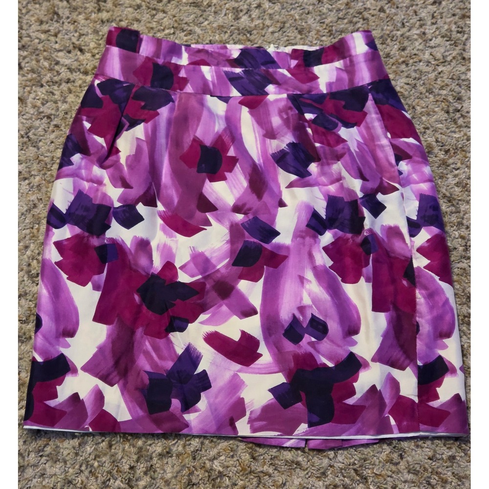 Banana Republic 100% Silk Skirt Women's‎ Size 2 Purple Pink Back Zip Up